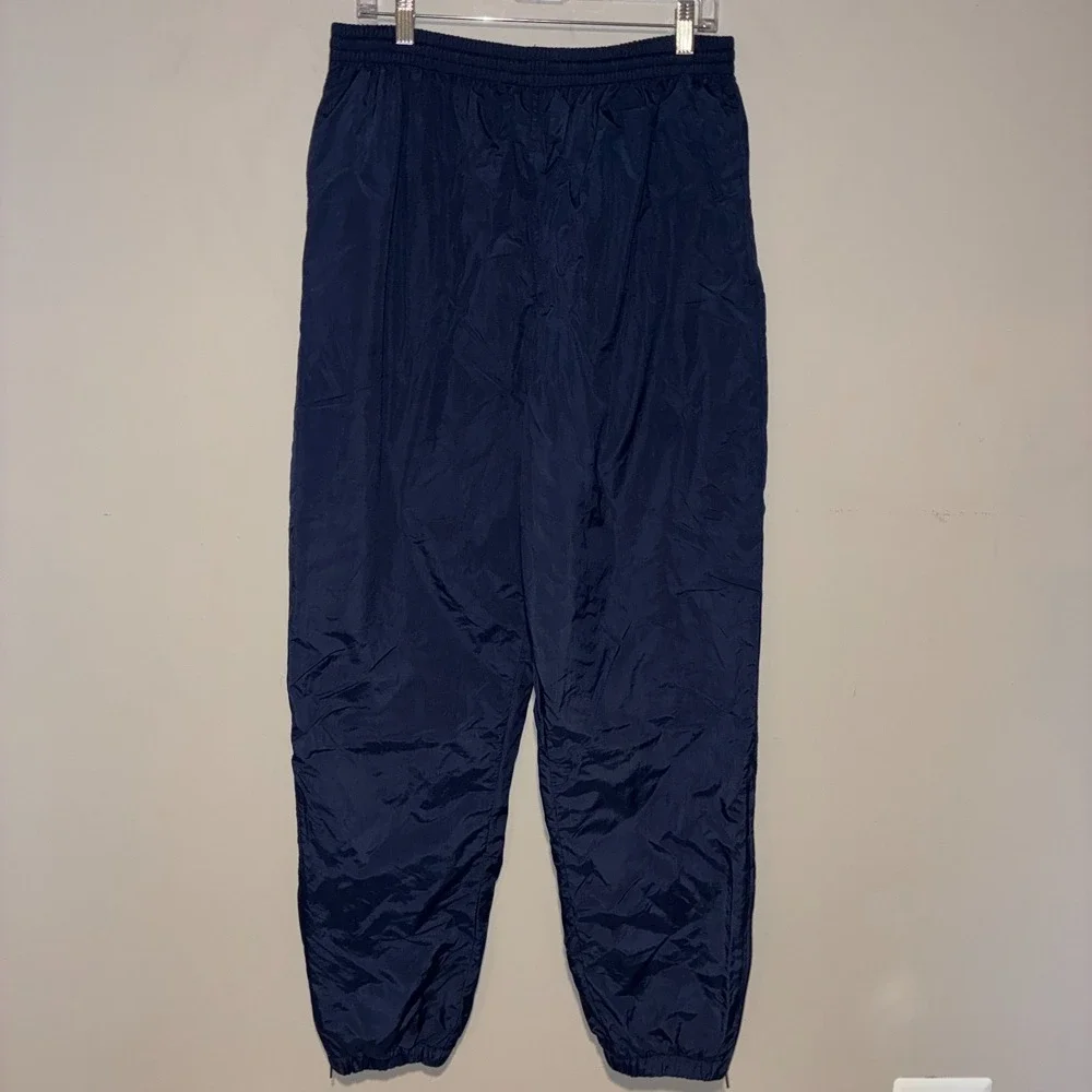 Navy Blue Nylon Track Pants Mens XL Lined Elastic Waist Code Four